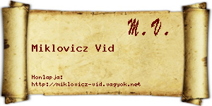 Miklovicz Vid névjegykártya